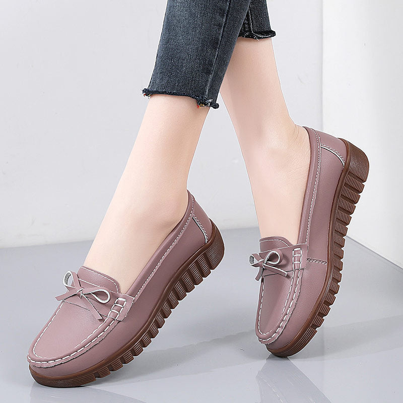 Summer Leather Breathable Women's Soft-soled Leather Shoes