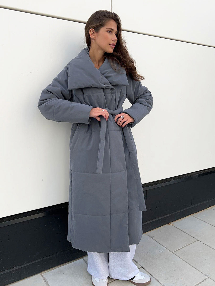 European And American Loose Leisure Warm Long Stand-up Collar Cotton Coat Jacket