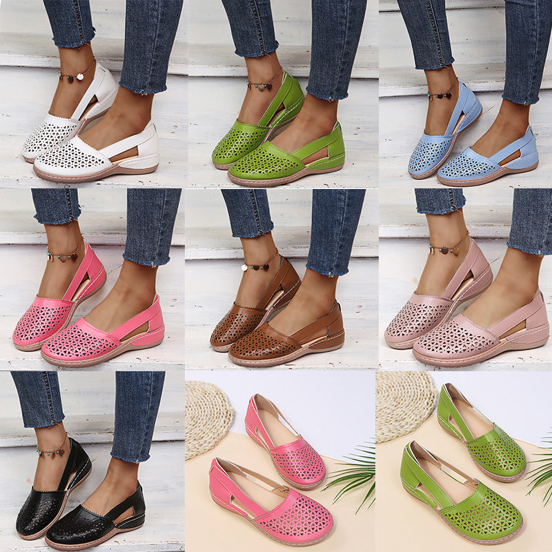 Round Toe Wedge Cross-border Large Size Flat Bottom Women's Sandals