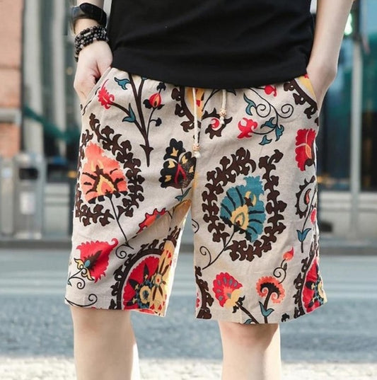 Men Linen Beach Shorts