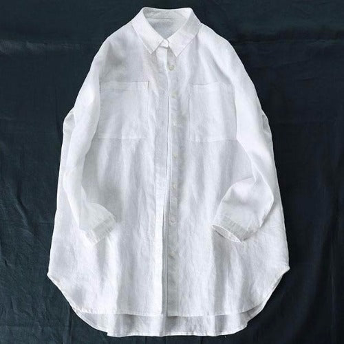 Women's Linen Mid Length Cotton Shirt