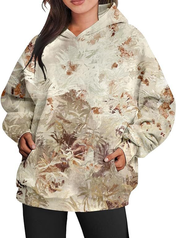 Camouflage Hoodie Maple Leaf Print Oversized Sports Hoodie With Pocket Break