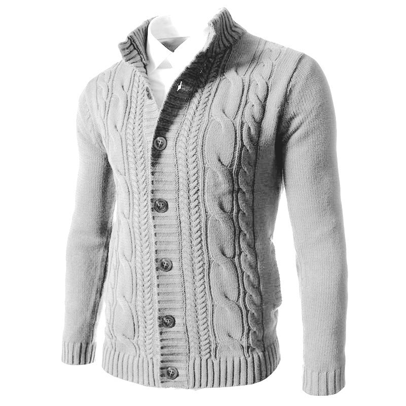 Men's Stand Collar Sweater Knit Button Cardigan Tops Men's Clothing