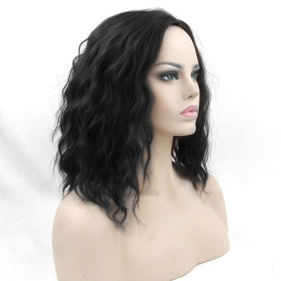 Black Short Curly Hair Cap, High Temperature Silk Short Hair Cosplay Wig Headgear