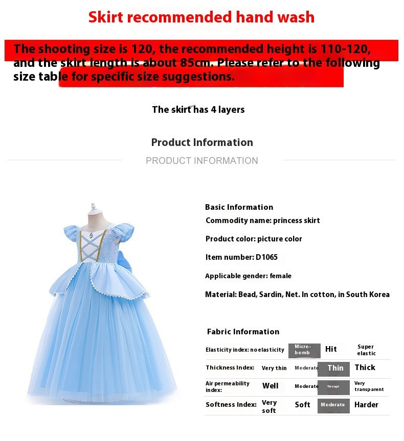 Princess Dress With Waist Bubble Dress Net Children's Shirt