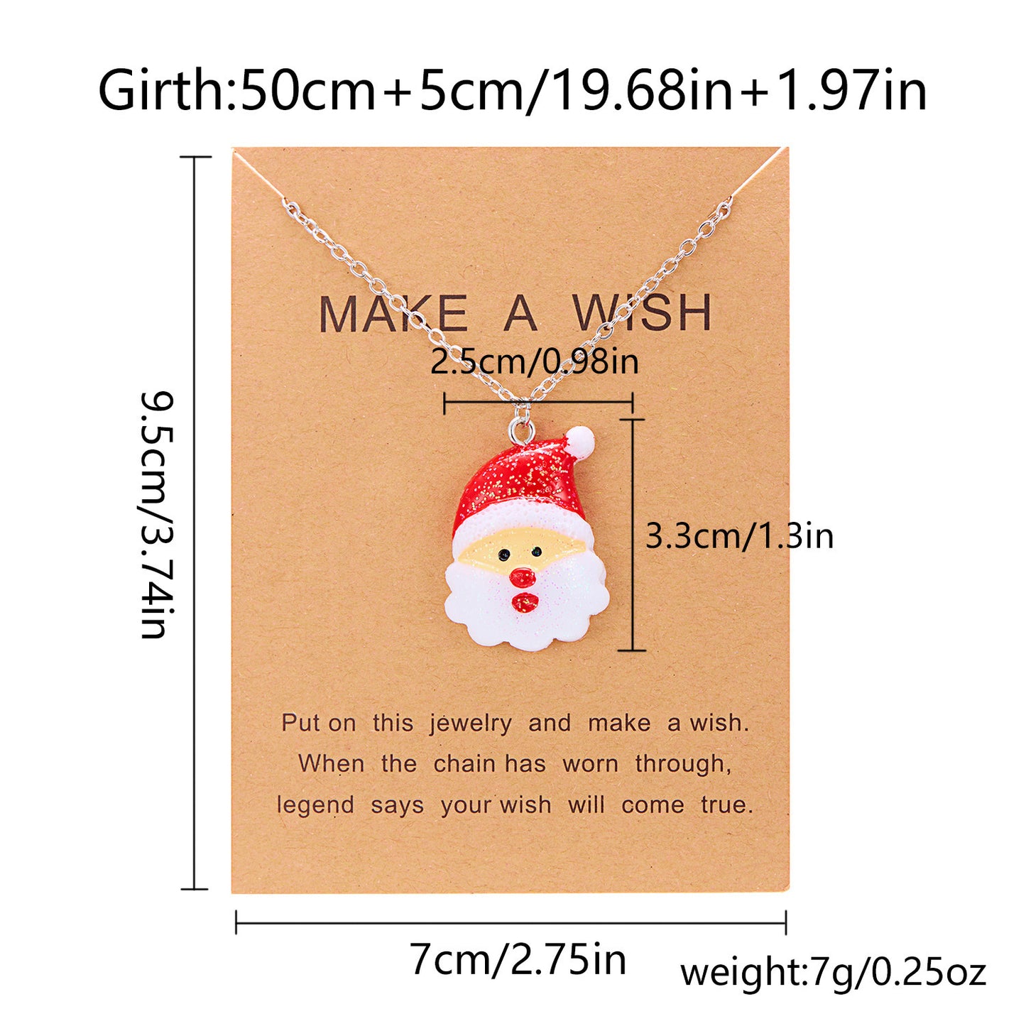 Cute Cartoon Resin Necklace Christmas Snowman Santa Claus Pendant Clavicle Chain Necklace For Women Jewelry