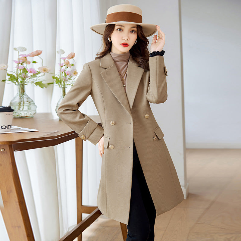 Autumn And Winter New Fashion Mid-length Suit Trench Coat