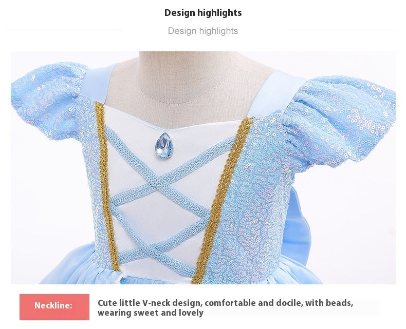 Princess Dress With Waist Bubble Dress Net Children's Shirt