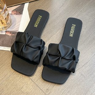 Summer Flat Plus Size Square Toe Slippers