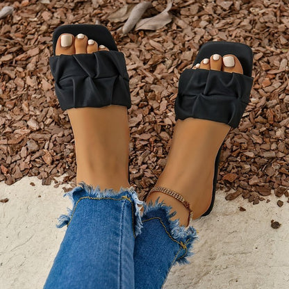 Summer Flat Plus Size Square Toe Slippers