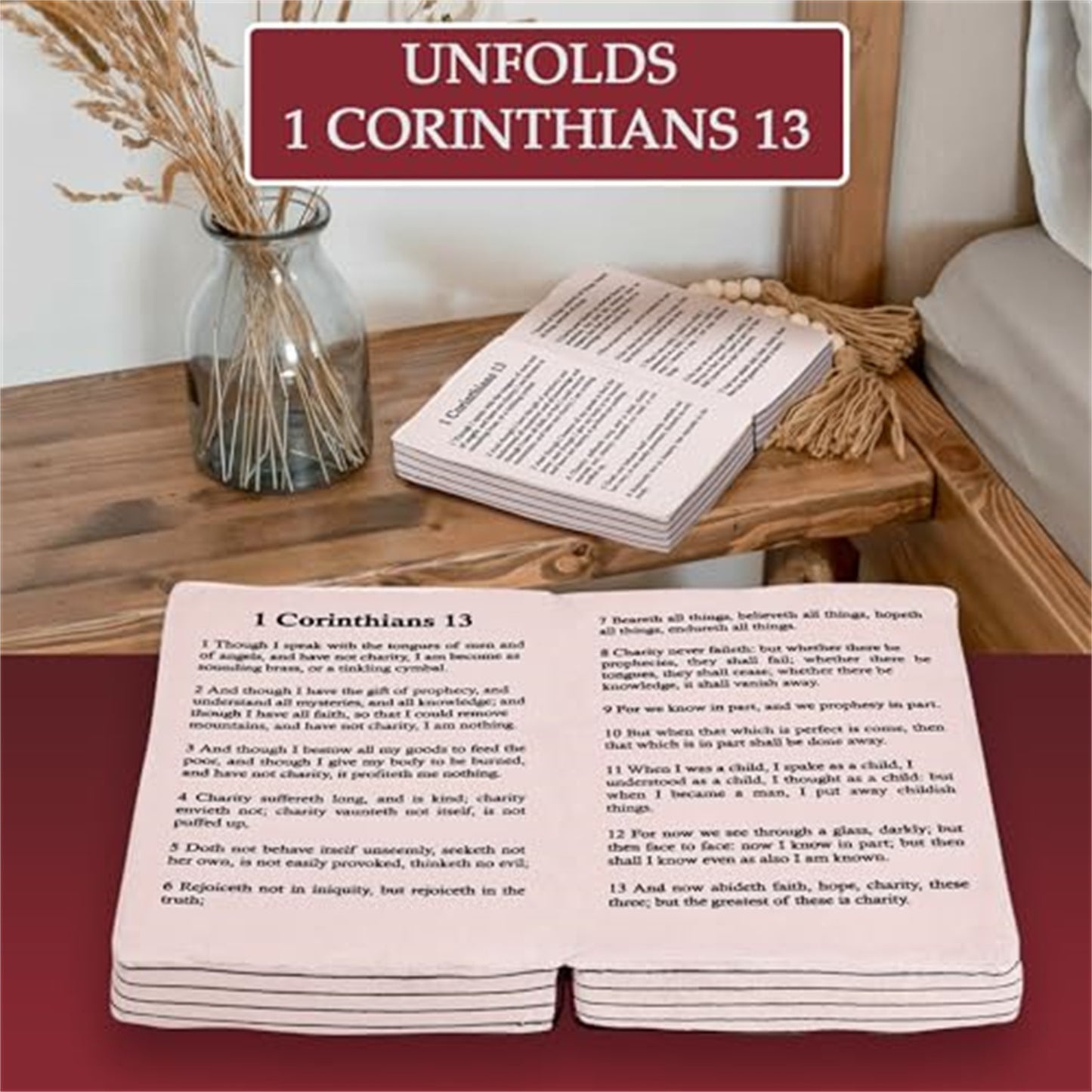 Faithful Bible Companion: Plush Holy Bible Pillow Book with 1 Corinthians 13 Verse