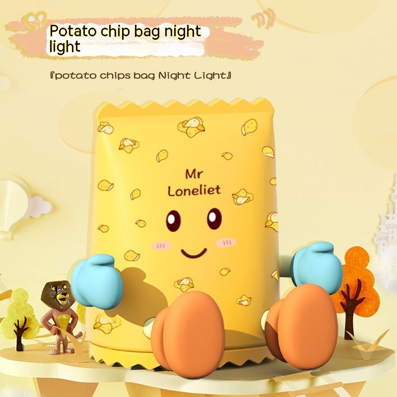 Potato Chips Night Lamp: Cute Bedroom Decor with Sensor for Eye Protection