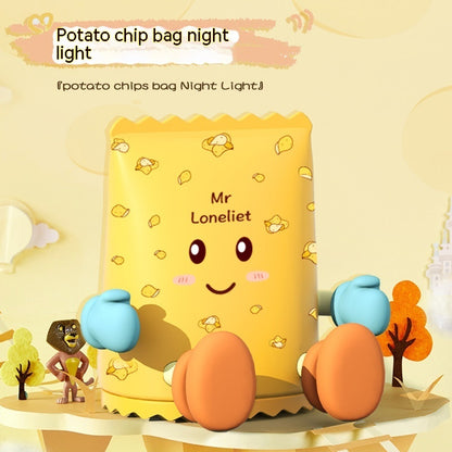 Potato Chips Night Lamp: Cute Bedroom Decor with Sensor for Eye Protection