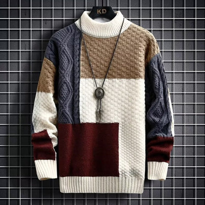 Men's Autumn And Winter Thickened Stitching Korean Style Trendy Sweater