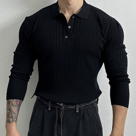 Slim-fit Long-sleeved Polo Shirt Retro Loose Half Zipper Sweater