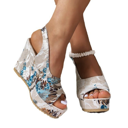 Plus Size Wedge Sandals European And American Fashion Embroidery Height Increasing