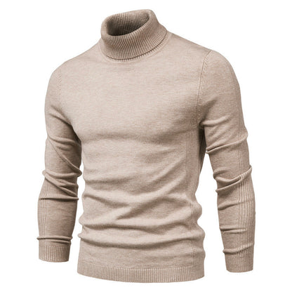 Men's Solid Color Slim Pullover Turtleneck Sweater Winter Casual Tops Clothing