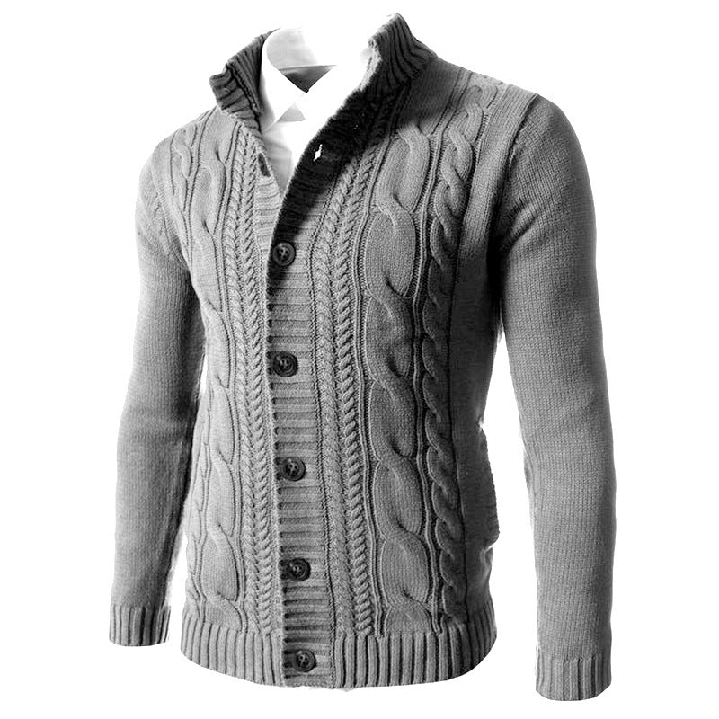 Men's Stand Collar Sweater Knit Button Cardigan Tops Men's Clothing