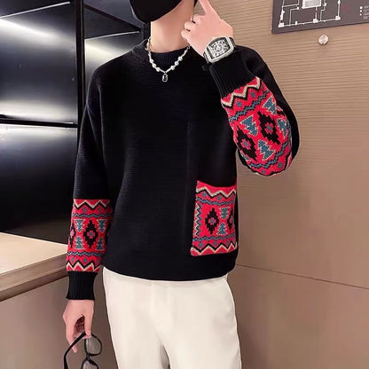 Ethnic Style Jacquard Design Men's Sweater