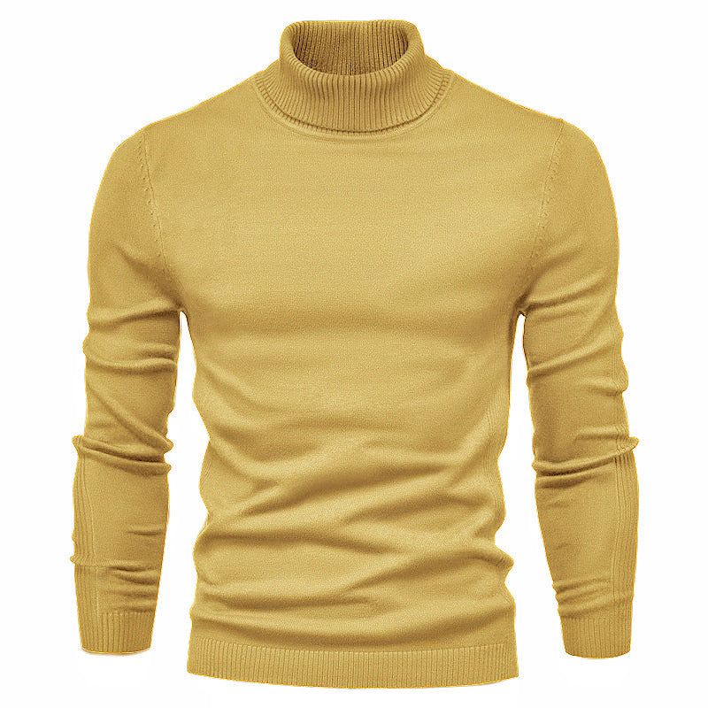 Men's Solid Color Slim Pullover Turtleneck Sweater Winter Casual Tops Clothing