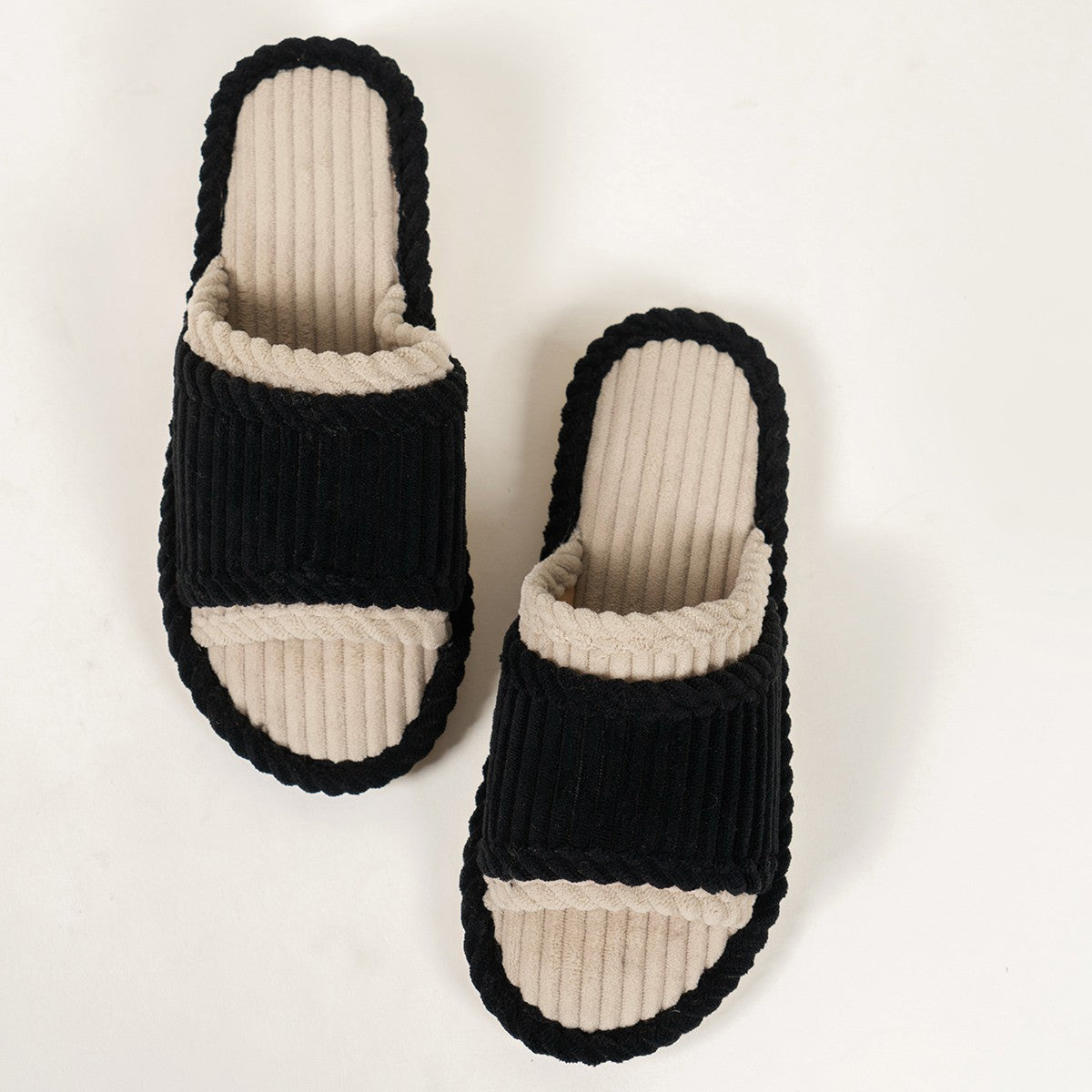 Corduroy Open TPR Open Toe Four Seasons Slippers