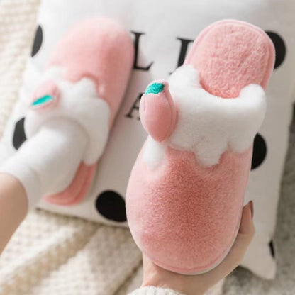 Winter Cute Bag Heel Non-slip Home Warm Plush Cotton Slippers Women