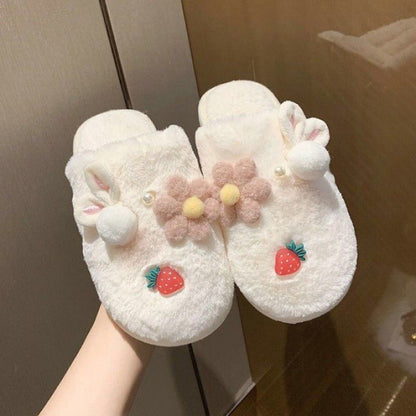 Winter Cute Bag Heel Non-slip Home Warm Plush Cotton Slippers Women