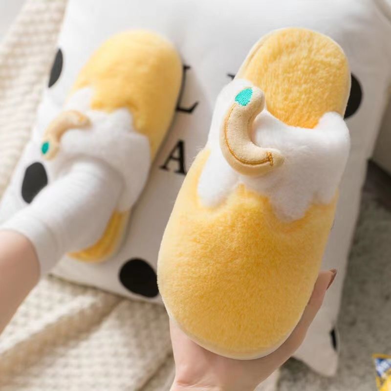 Winter Cute Bag Heel Non-slip Home Warm Plush Cotton Slippers Women