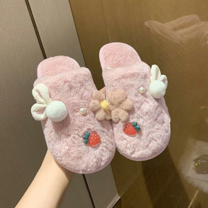 Winter Cute Bag Heel Non-slip Home Warm Plush Cotton Slippers Women