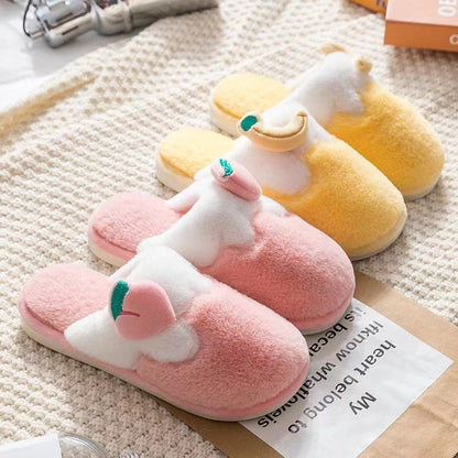 Winter Cute Bag Heel Non-slip Home Warm Plush Cotton Slippers Women