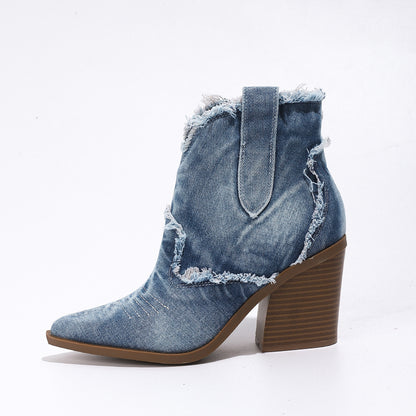 Women's Trendy Pointed-toe Western Cowboy Boot Comfortable Ankle Boots