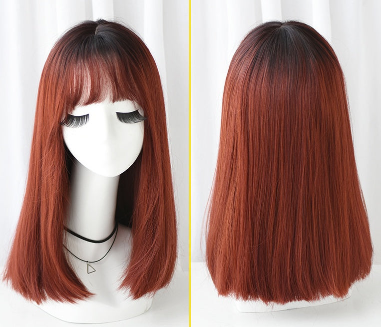 Fashion realistic hair long straight hair wig jiafa chemical fiber wig