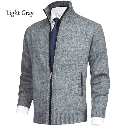 Men's Solid Color Stand Collar Cardigan Sweaters Coat