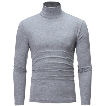 Young Men High Neck Thin Color Slim-fit Fashion Long Sleeves