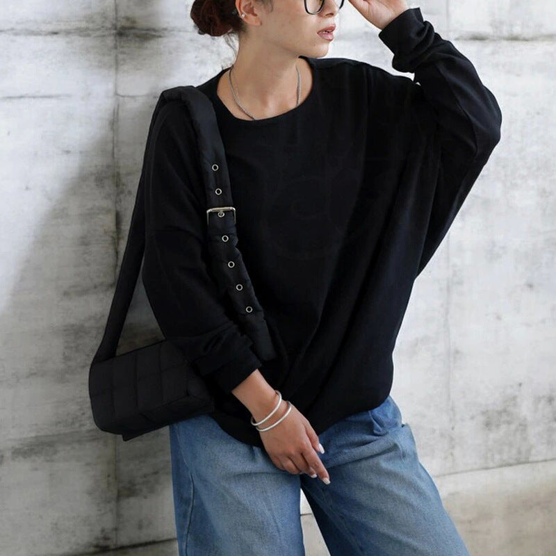 Autumn Women's Long-sleeved T-shirt Solid Color Loose Top