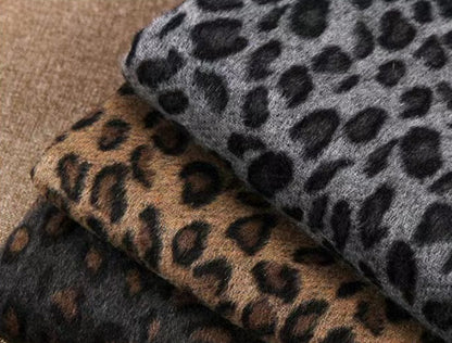 Women's Casual Leopard Print Suit Collar Woolen Coat