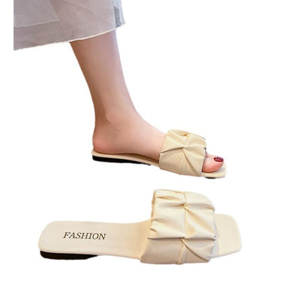 Summer Flat Plus Size Square Toe Slippers