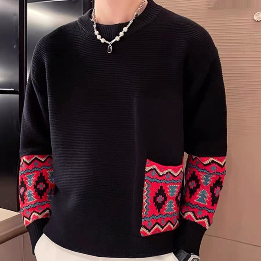 Ethnic Style Jacquard Design Men's Sweater