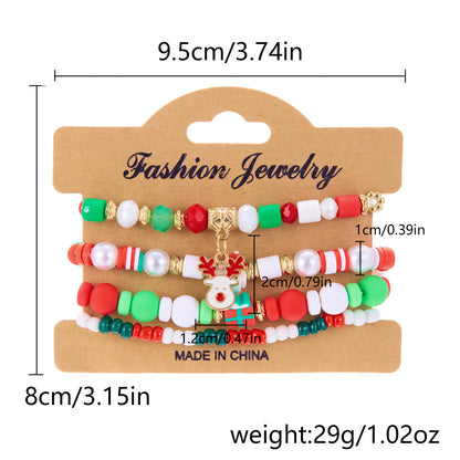 Christmas Snowman Bracelet Handmade Beaded Suit